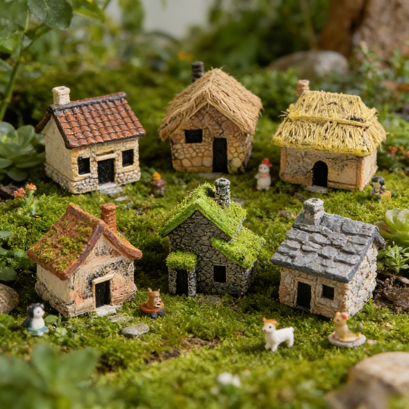Bonsai Garden House - 5 шт. миниатюрных домиков из смолы